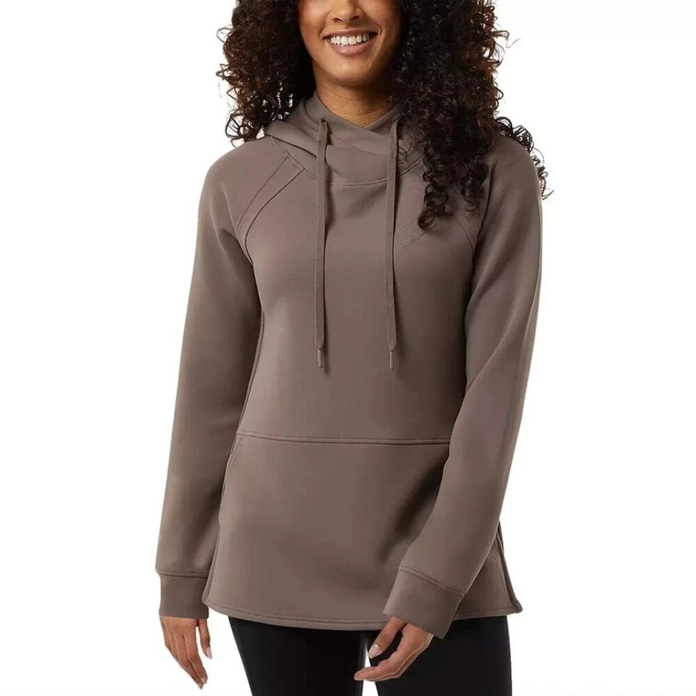 32 Degrees Women Lg Soft Tech Hoodie Raglan Pullover Kangaroo Sweatshirt Top